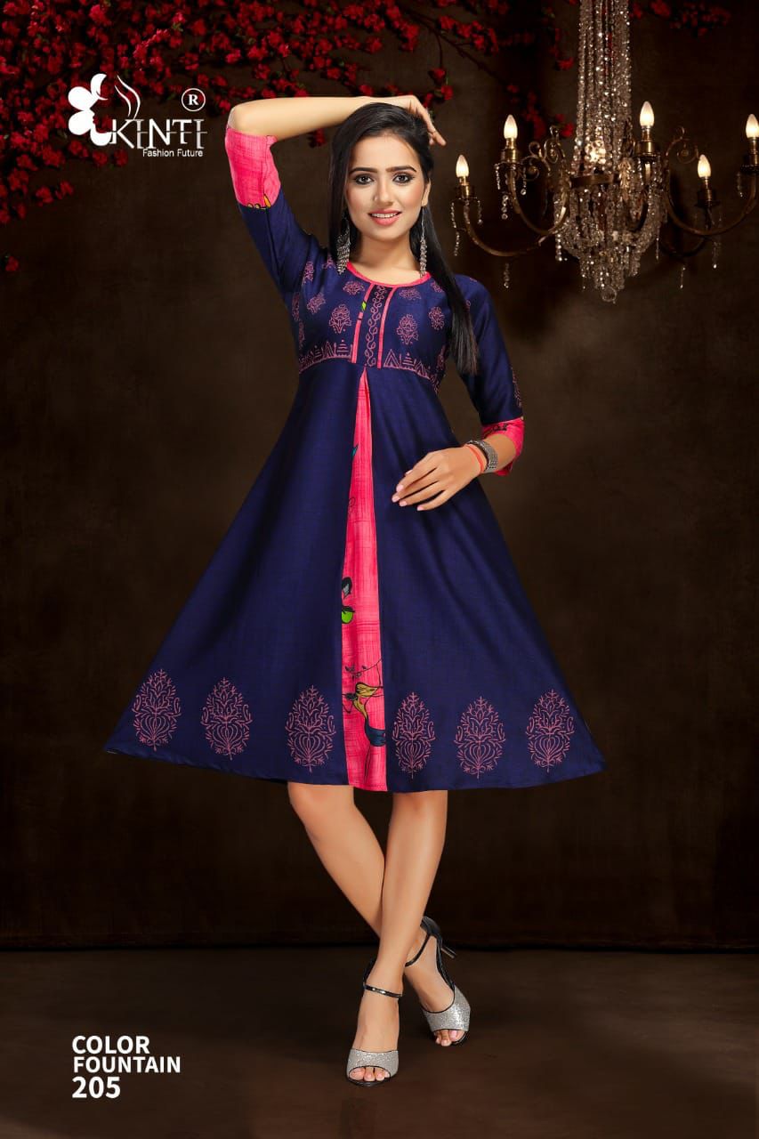 Kinti Colour Fountain 3 Fancy Ethnic Wear Rayon Anarkali Kurti Collection